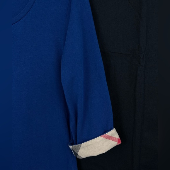 Burberry Royal Blue top with plaid details on sleeves - Picture 6 of 10
